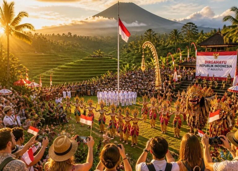 Wisman Antusias Saksikan Upacara HUT RI di Bali